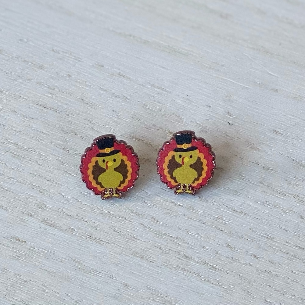 New Acrylic Turkey stud earrings